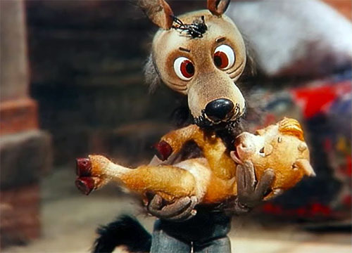 Кадр из мультфильма «Волк и теленок»